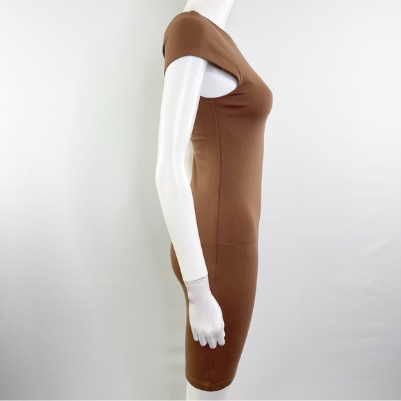 Alice + Olivia Brown Bodycon Sheath Dress Size 4 Knee Length Short Sleeve Fall - Picture 8 of 11